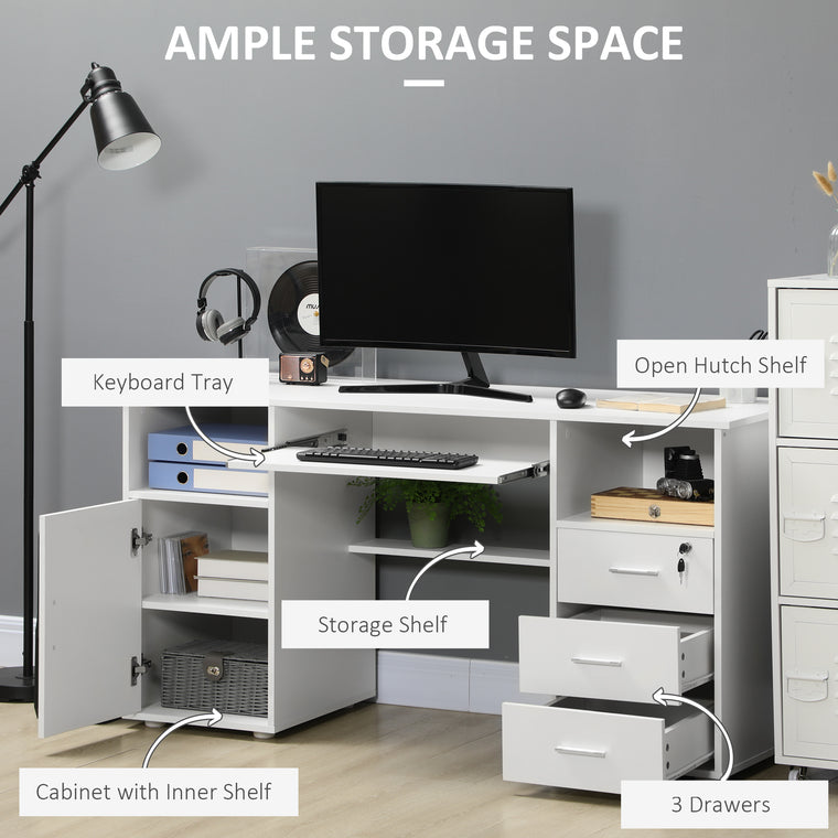 Computer Desk with Keyboard Tray and Drawers