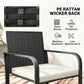 Outdoor Bistro Set, 3 Piece Wicker Patio Furniture with Mesh Seat, Glass Table, Cushions for Porch, Balcony, Cream White