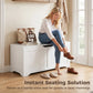 Storage Bench with Lift Top Storage Chest with Safety Hinges for Entryway, Living Room, White
