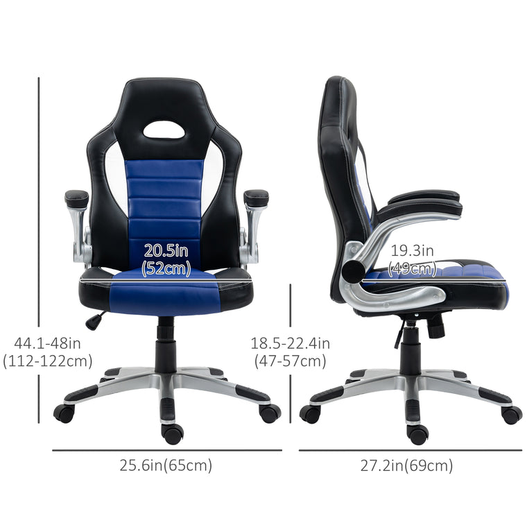 Racing Gaming Chair with Flip-Up Armrests - Blue