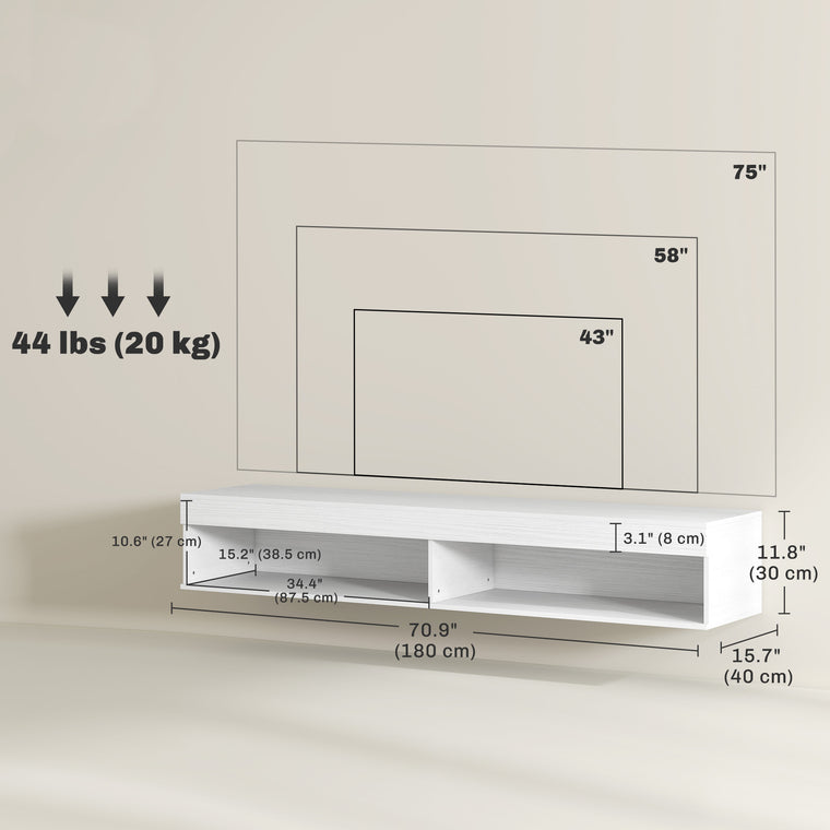 Wall-Mounted TV Stand with LED Lights and Storage