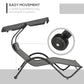 Outdoor Patio Chaise Lounge Chair, Patio Sun Lounger w/ Sunshade Roof, for Two People with Wheels and Breathable Sling Mesh Bed, Pillows, Dark Gray