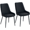 Set of 2 Tufted Dining Chairs with Steel Legs - Black