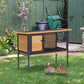 Rabbit Hutch, Wooden Bunny Cage Indoor Outdoor Bunny Hutch with Tray and Openable Water-Resistant Roof, Yellow