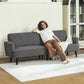 Modern Couch, 3 Seater Sofa, Corduroy Loveseat with Rubberwood Legs and Extra-Wide Seat, Grey