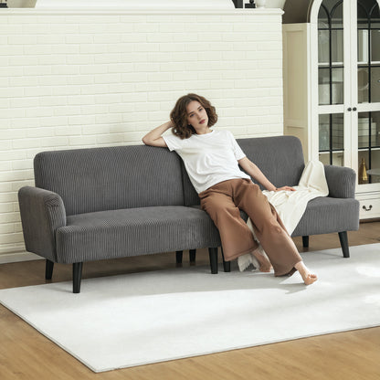 3-Seater Corduroy Loveseat with Rubberwood Legs