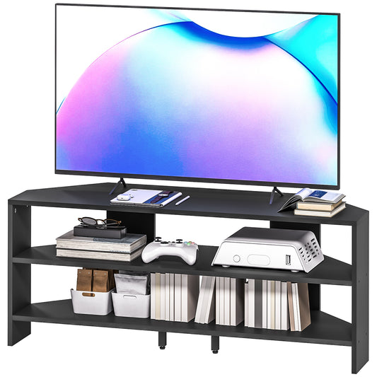 Corner TV Stand for 47" TV with Open Shelves - Black