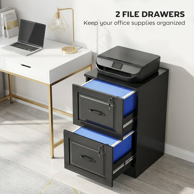 2-Drawer Vertical Filing Cabinet with Lock