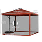 Offset Patio Umbrella with Net and Umbrella Base, Adjustable Cantilever Canopy with Cross Base, Weight Plates and 8 Ribs for Backyard, Poolside, Garden, Wine Red