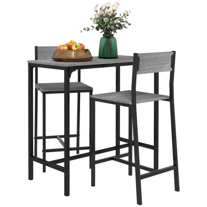 3-Piece Counter Height Bar Table Set with 2 Stools - Grey