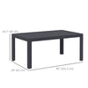 Outdoor Coffee Table, Rectangular Patio Table with Steel Frame and Slat Tabletop for Garden, Balcony, Grey