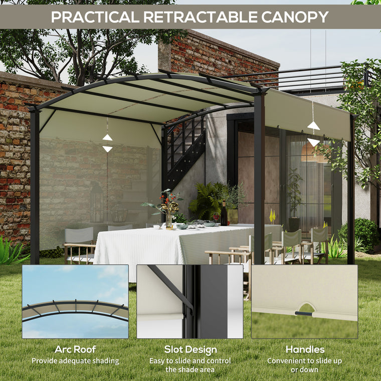 11' x 11' Beige Retractable Pergola Canopy