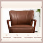 Accent Chair, Modern Armchair, Faux Leather Upholstered Living Room Chair with Wood Legs and Wide Padded Seat, Brown