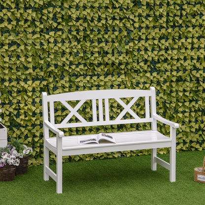 4FT Wooden Garden Bench with X-Shape Back, 2-Seater