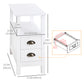 Slim End Table with 2 Drawers and Storage Shelf, Sofa Side Table for Living Room, Narrow Nightstand, White