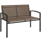 Outdoor Garden Bench, 44 in Metal Patio Garden Park Bench with Breathable Mesh Fabric, 528 lb Load Capacity, Dark Brown