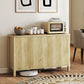 47" Buffet Cabinet with Storage, Fluted Sideboard with Push to Open Design, 2 Adjustable Shelves and 4 Doors, Natural