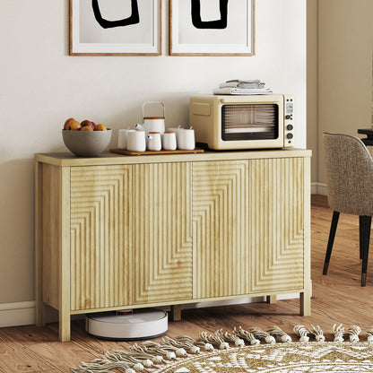 47" Fluted Buffet Sideboard with 4 Doors - Natural