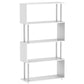 5-Tiers Geometric Wooden Bookcase S-Shaped Storage Bookshelf Display with Metal Frame for Living Room, Bedroom, Home Office, White