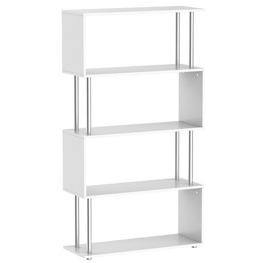 5-Tier S-Shaped Geometric Bookcase - White