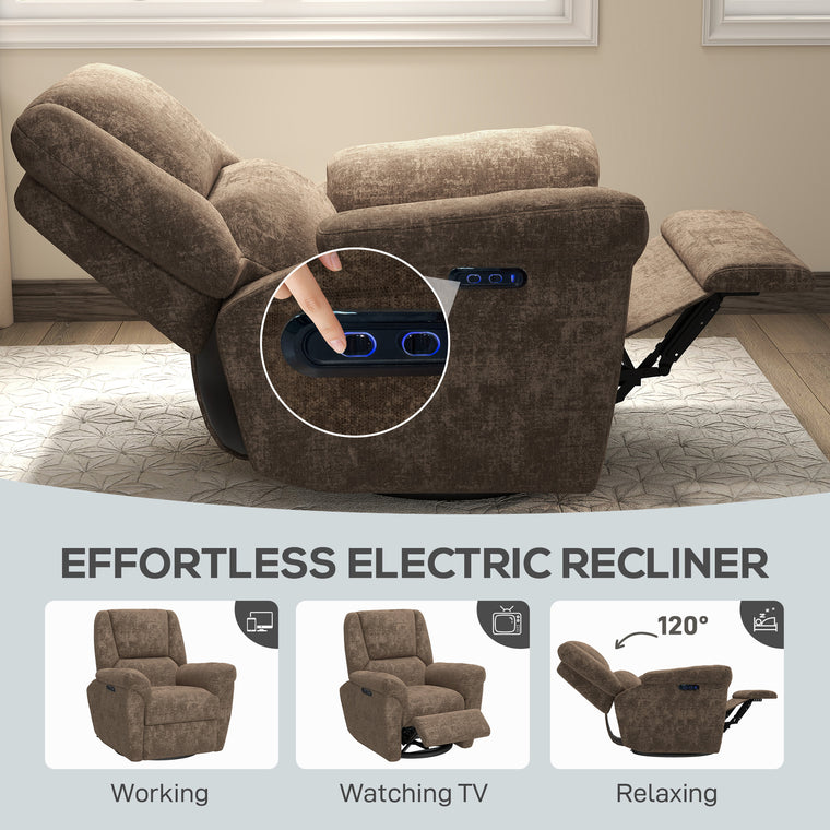 Swivel Power Recliner Chair with USB and Rocking