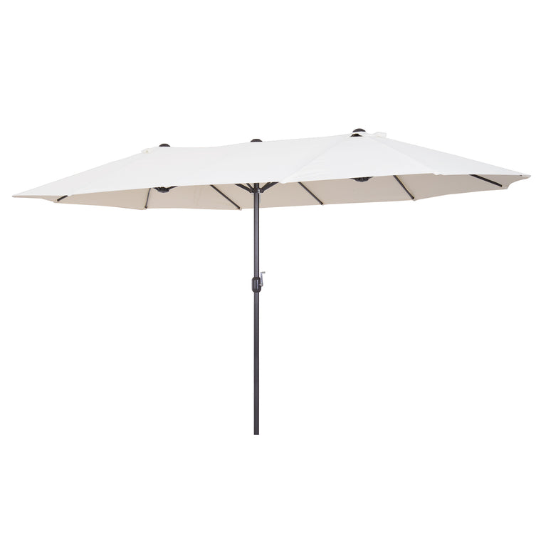 15ft Double-Sided Rectangular Patio Umbrella with Hand Crank