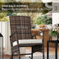 3 Piece Rocking Bistro Set, Wicker Patio Furniture with 3-Level Reclining High Back Rocking Chair and Glass Table, White