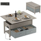 Lift Top Coffee Table, Center Table with 3 Hidden Compartments, 2 Fabric Drawers, Expandable Top and Charging Station