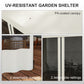 10' x 13' Wall Pergola, Outdoor Gazebo with 2 Curtains and 2 Nettings, UV Resistant, for Patio, Deck, Beige