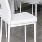 3-Piece Rectangular Glass Kitchen Table and Chairs with Metal Frame and Faux Leather Upholstery for Dining Room, White