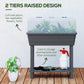 41L Self Watering Raised Garden Bed w/ Ventilation Transparent Lid Greenhouse, Planter Box w/ Storage Shelf, Dark Grey