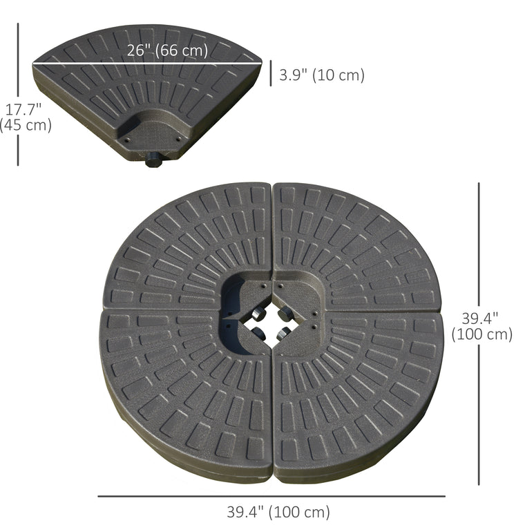 4-Piece Cantilever Umbrella Circular Base Stand with Handles