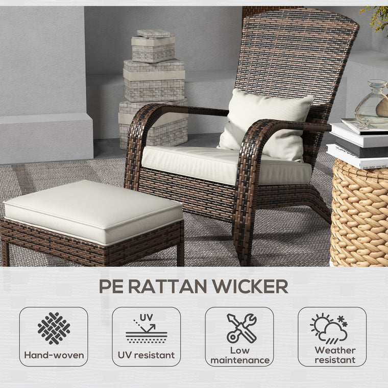 Wicker Adirondack Chair with Ottoman