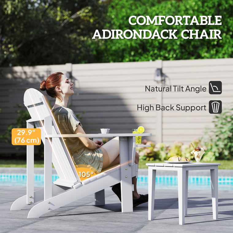 Classic Adirondack Chair with Cup Holder - White