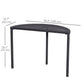 Half Round Side Table, PE Rattan Coffee Table with Metal Frame for Patio, Garden, Balcony, Black