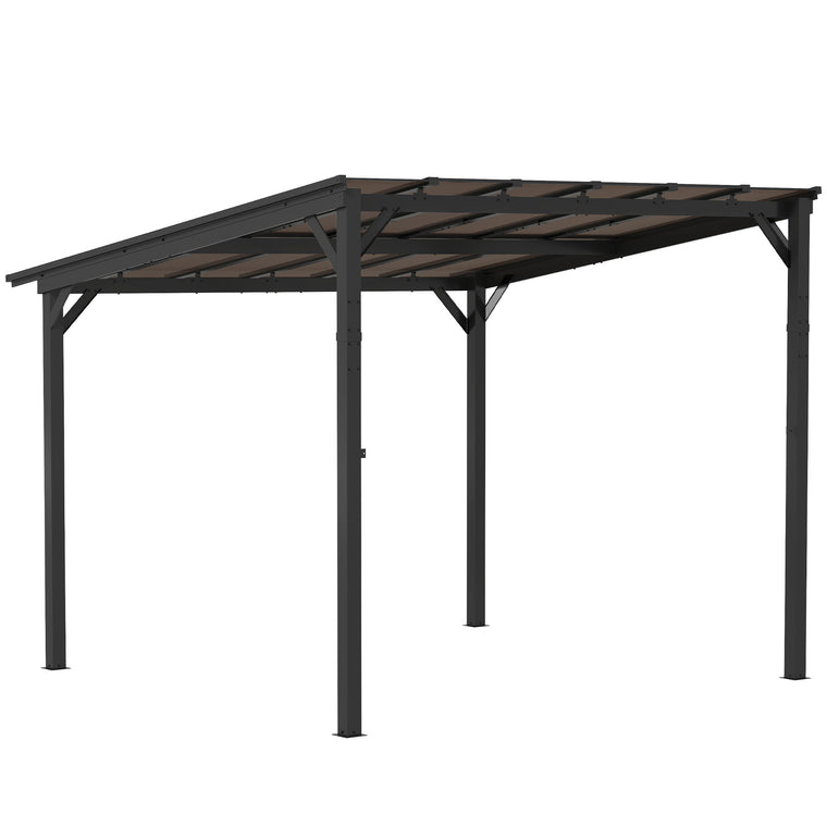 Hardtop Wall-Mounted Pergola with Polycarbonate Roof