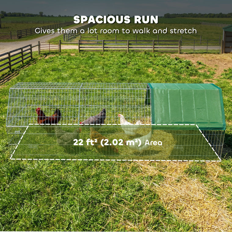 106" Green Metal Chicken Coop with UV-Resistant Cover