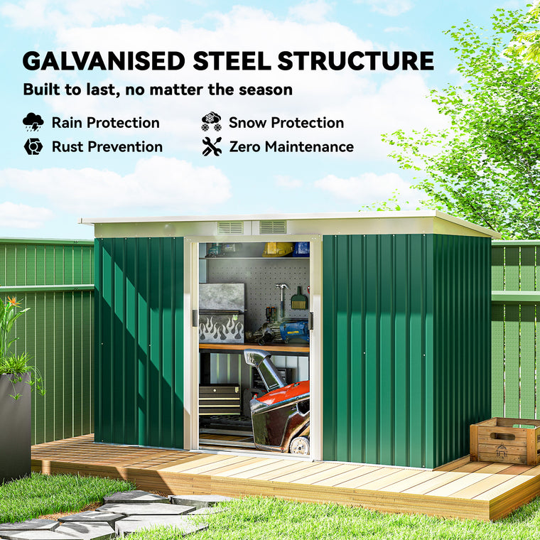 9' x 4' Metal Tool Shed with Foundation Kit and Ventilation