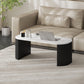 Coffee Table, Modern Marble-Effect Living Room Table with Round Corners and Thicken Legs, Black
