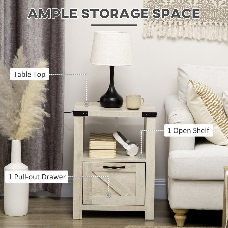 Farmhouse End Table with Drawer and Shelf