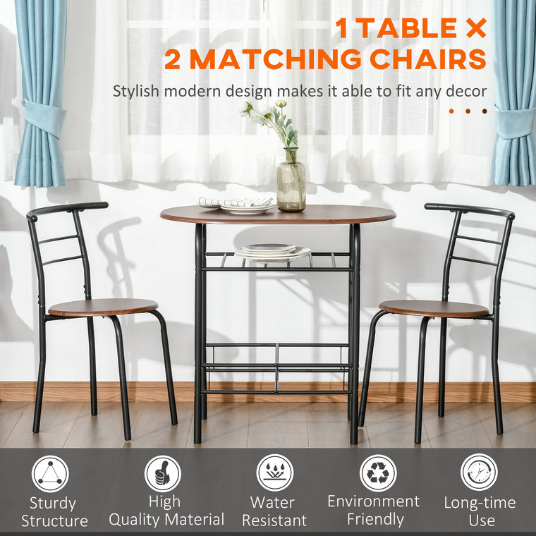 31.5" Dining Table Set for 2 with Shelf