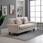 Modern 3 Seater Sofa, Corduroy Fabric 3 Seater Couch with Pine Wood Legs and Rolled Armrests for Living Room, Beige