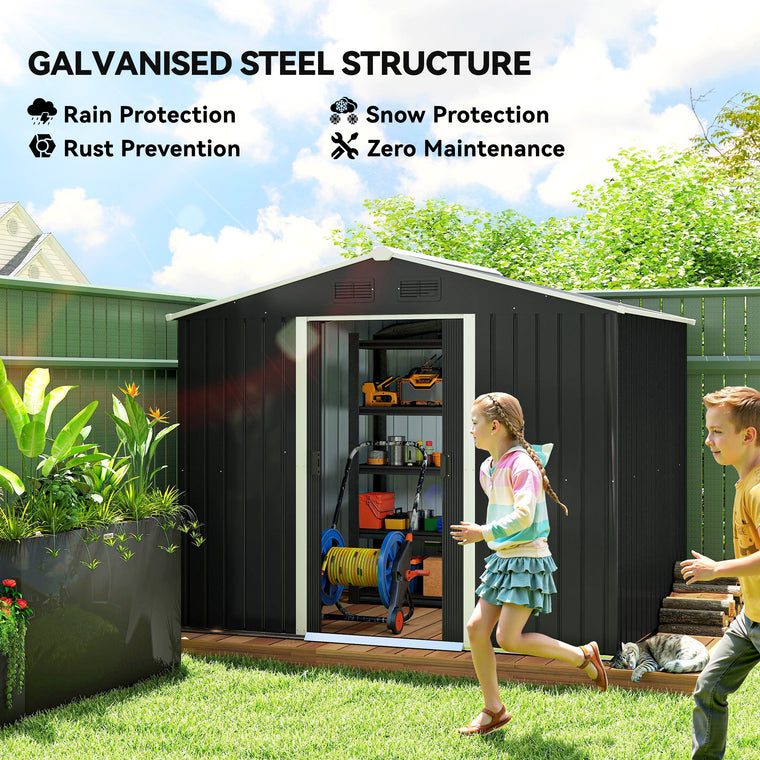 8' x 6' Storage Shed with Lockable Sliding Doors and Vents