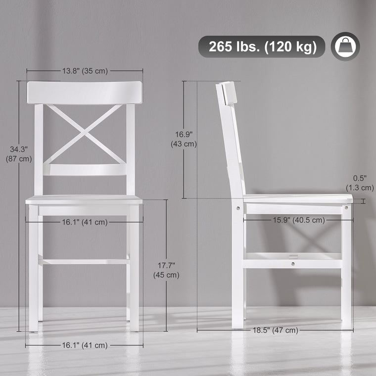 Set of 4 Cross-Back Wooden Dining Chairs - White