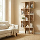 5-Tier Bookshelf, S Shaped Geometric Bookcase with 15 Compartments, Oak