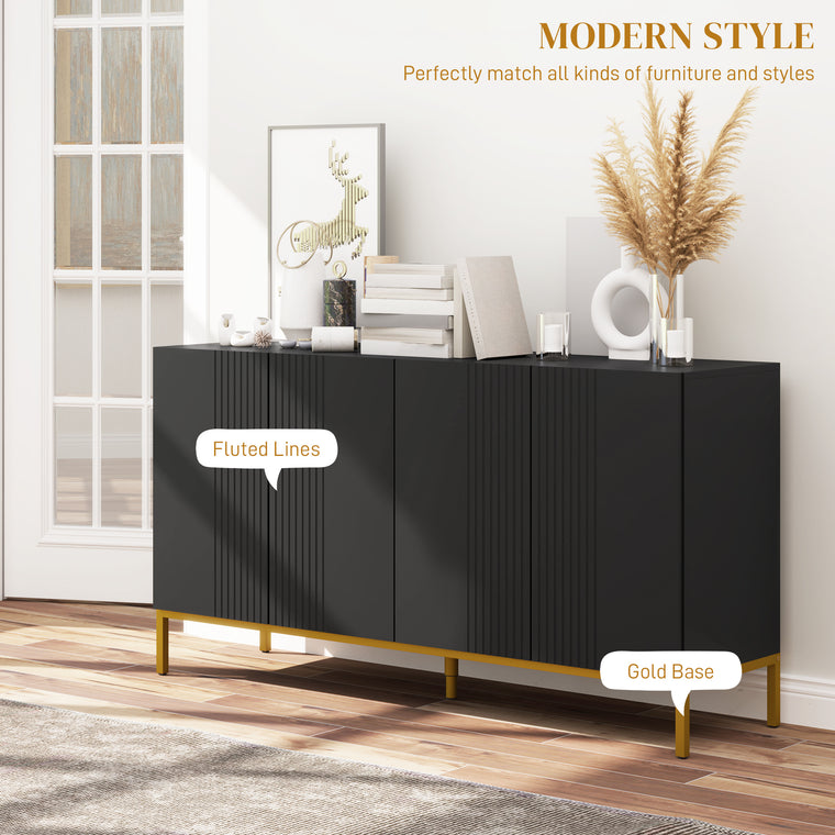 Sideboard Buffet Cabinet with Soft-Close Doors - Black