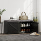 Shoe Storage Bench with Padded Seat, Entryway Bench Holds up to 352 lb, Shoe Organizer, 8 Pairs, Black Wood Grain