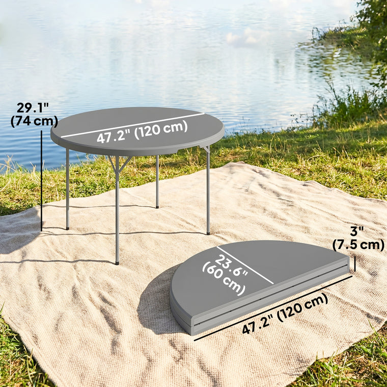 4ft Grey Plastic Folding Picnic Table