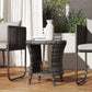 18" Wicker Outdoor Coffee Table, PE Rattan Patio Side Table with 2-Tier Storage, Composite Wood Top, Grey