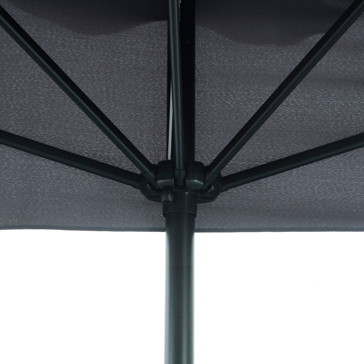 7.5ft Half Umbrella Semi Patio Parasol with Crank Handle, Top Vent for Garden, Balcony- NO BASE INCLUDED, Grey